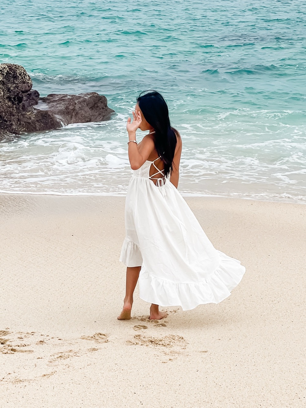 Flower Girl Boho Beach Rustic Off White Lace Linen High Low Summer Dress Stella